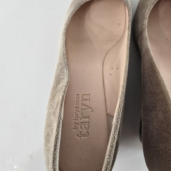 Anthropologie Taryn Rose Beige Lurex Round Toe Leather Wedge Shoes Size 6.5 M - Picture 7 of 10